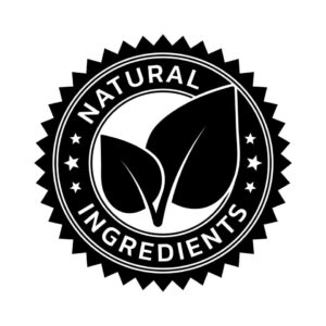 badge-of-natural-ingredients-black-and-white-organic-leaf-shape-rubber-stamp-design-elements-for-labels-stickers-banners-posters-for-food-and-health-business-illustration-vector